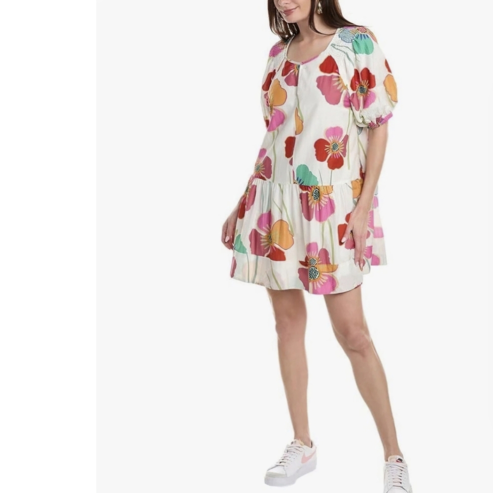 Velvet Colorful Floral Mini Dress